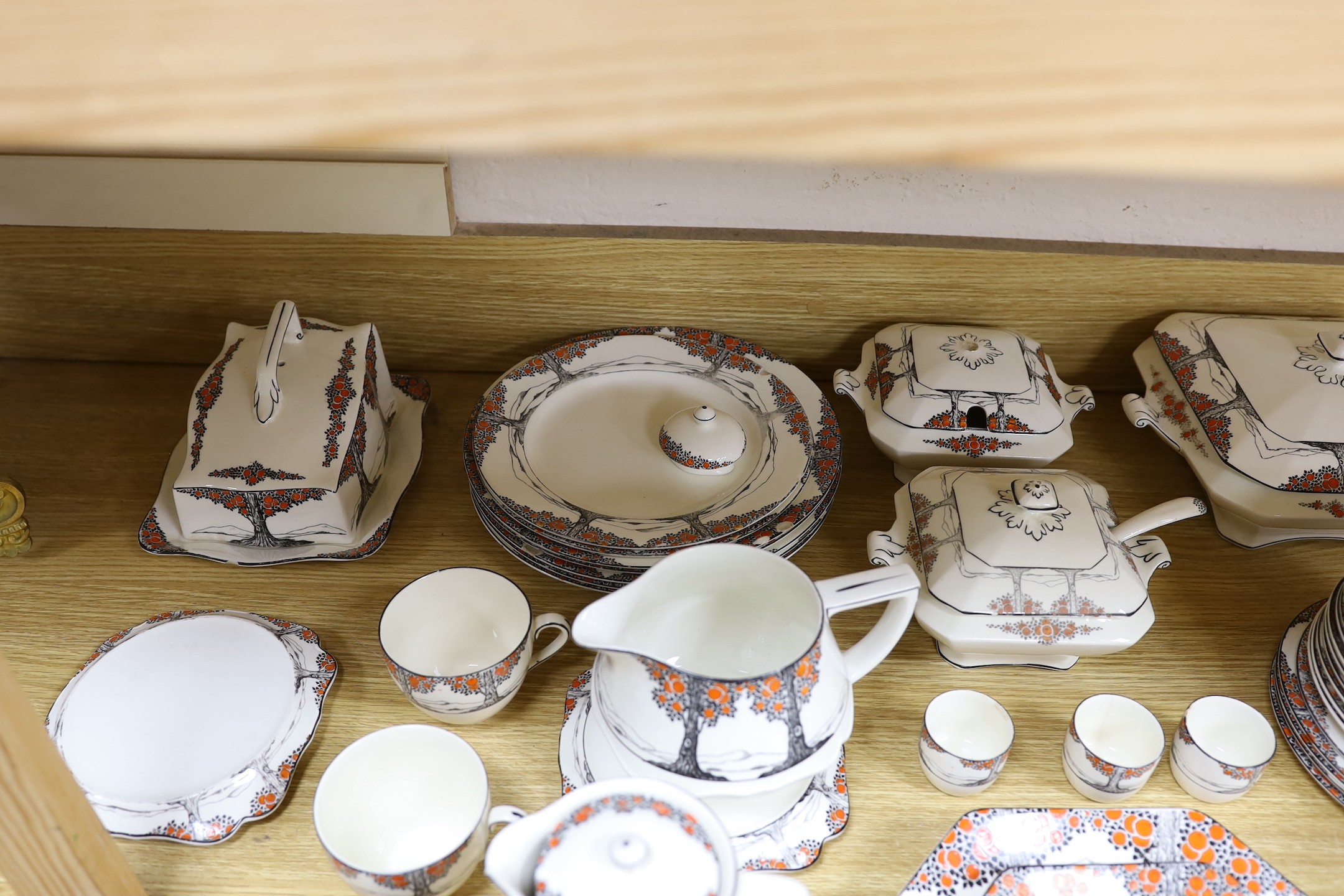 A large quantity of Crown Ducal Orange Tree pattern tea, coffee and dinner wares